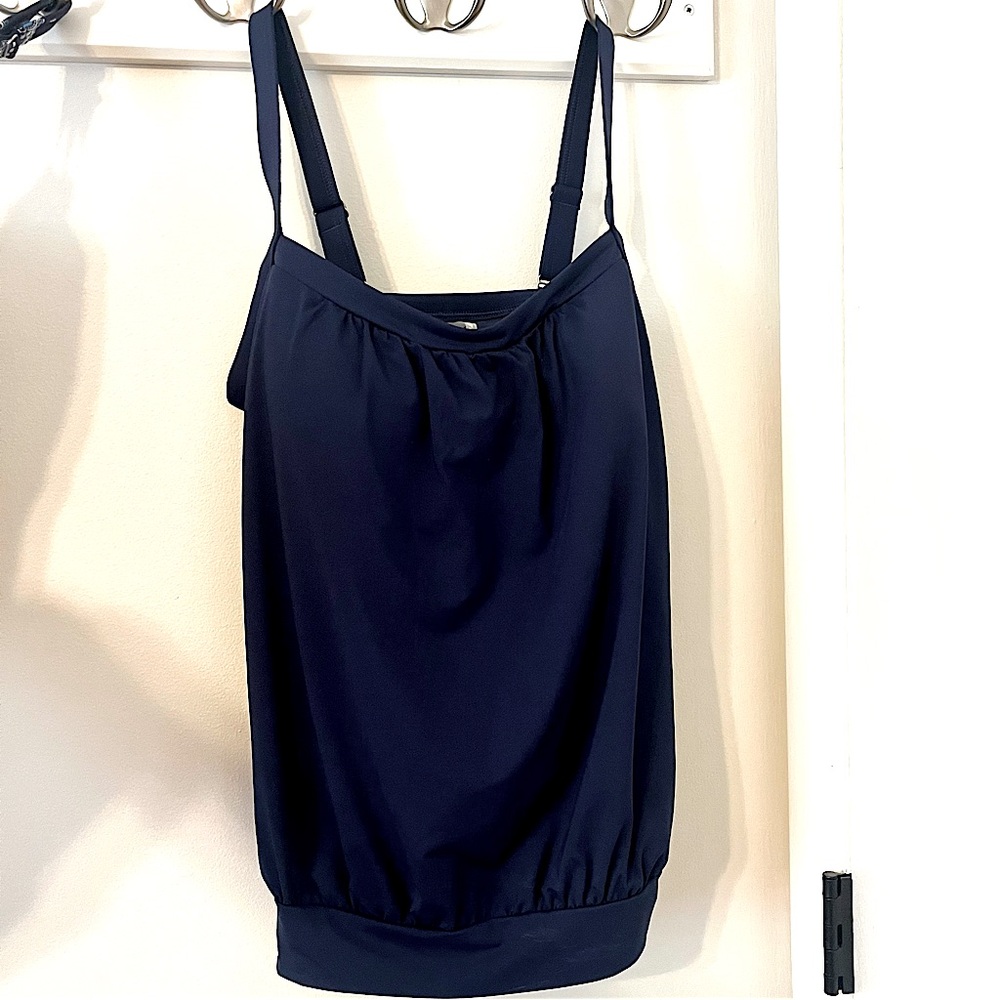 Lands End Tankini Swim Top Size 10 D Cup Navy Blue